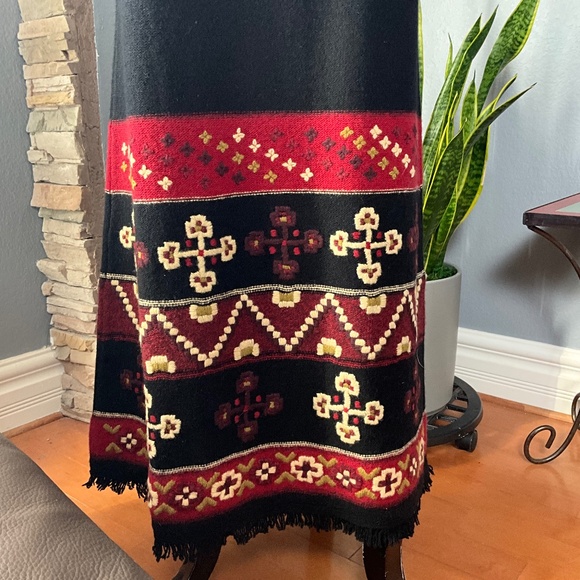 NWOT Double D Ranch Western Cowgirl Lambswool Fringe Maxi Skirt Holiday Black M - Picture 3 of 9